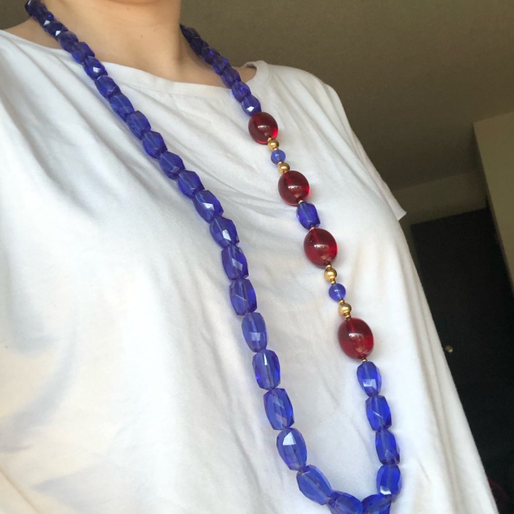 Monet Vintage Blue and Red Necklace